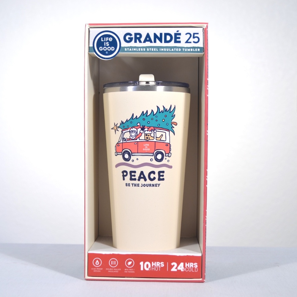 NIB LIFE IS GOOD GRANDE 25OZ INSULATED TUMBLER, PEACE